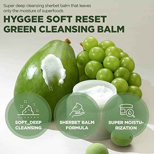 Soft Reset Green Cleansing Balm - Vegan Gentle Makeup Remover Sherbet Cleanser - Milky Oil Based Cleanser - Tea Tree Extract & Jojoba Oil - Hypoallergenic for Sensitive Skin, 3.38oz.