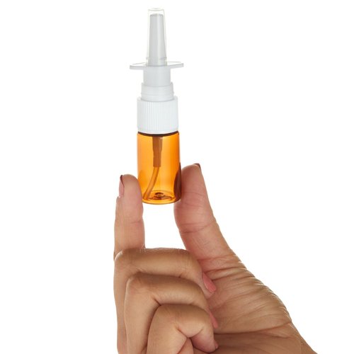 Bright Creations Nasal Spray Bottle - Pack of 24-0.35 fl oz (10 ml) Refillable Nasal Spray - Amber Nose Sprayer - Fine Mist Nozzle & Refillable Atomizer