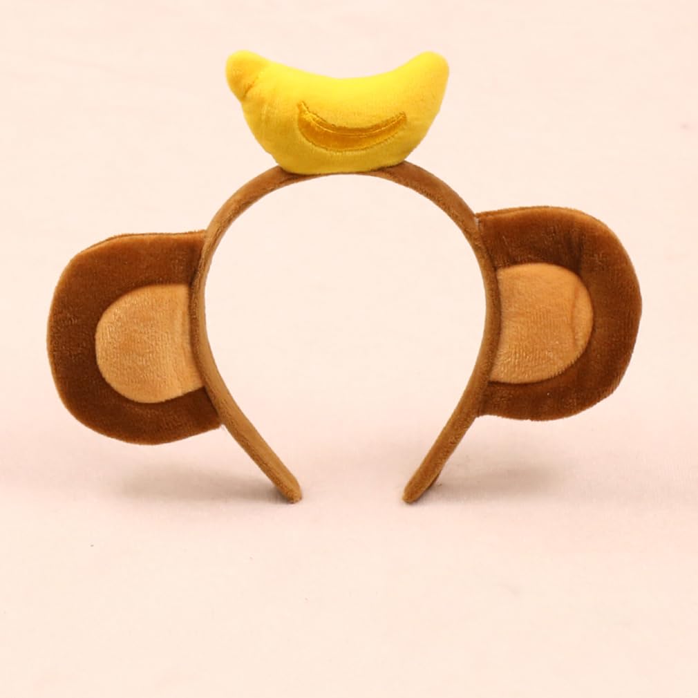 Women Cartoon Hair Accessories Cute Yellow Banana Brown Monkey Ears Headbands Girl Animal Big Ear Hairbands Festive Funny Props Hair Clips