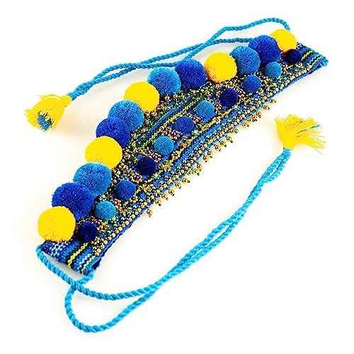 Rushnichok Kokoshnik Ukrainian Traditional Easter Headdress Blue Wreath Kokoshnic Vyshyvanka Style Handmade Beaded Hippie Tiara
