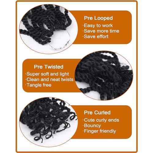 6 Inch Wavy Senegalese Twist Crochet Hair Color 2 Short Crochet Braids for Black Women 8 Packs Pre Looped Bob Kinky Twist Crochet Hair with Curly Ends for Kids (6 Inch,2)