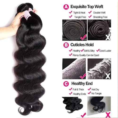 12 A Human Hair Bundles 16 18 20 22 Inch Body Wave Curly Bundles Human Hair 100% Unprocessed Brazilian Raw Virgin Hair 4 Bundles Body Wave Natural Color