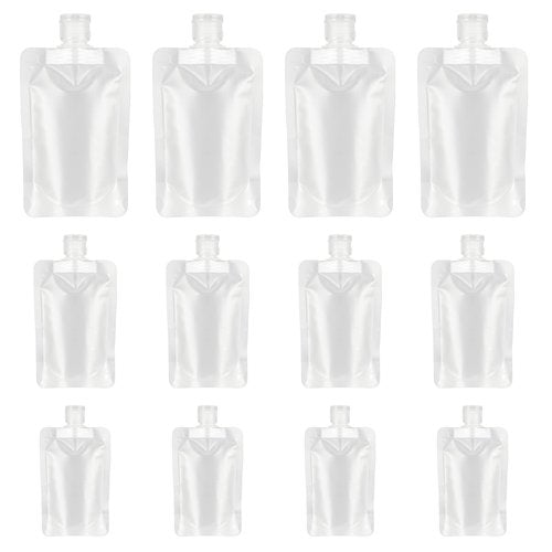 YASUOA 12 Pieces Travel Size Refillable Pouch for Toiletries Bulk 30ml/50ml/100ml, TSA Approved Squeeze Empty Stand Up Pouches for Liquids Lotion Shampoo Bags, Leak Proof Cosmetic Containers