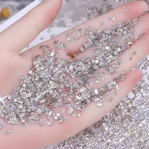 HNUIX Nail Rhinestones - 3D Multi Shapes, Flat Back, Mini Shiny Zircon Rhinestones, Caviar Beads, Crystals Nail Gems, for Nail Art