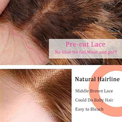 2/30 Highlight Bob Wig Human Hair 4x4 Wear and Go Glueless Wigs Pre Cut Lace 180% Density Deep Wave Human Hair Wigs for Black Women Beginner Friendly Highlight (Glueless Bob Wig, 8inch)