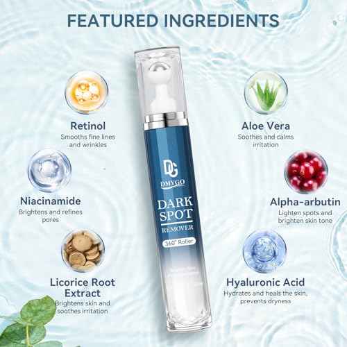 Dark Spot Remover for Face and Body, Dark Spot Corrector Serum, Age Spot & Freckles Remover, Skin Care Serum for Uneven Skin Tone with 360¡Æ Roller Massage Ball, 0.67 fl. oz