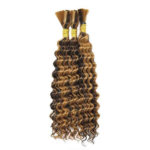 P427 Highlight Blonde Human Braiding Hair Deep Wave Bulk 12 12 12 Inch 150g/3 Bundles Light Honey Blonde Deep Wave Braids Human Hair Extensions
