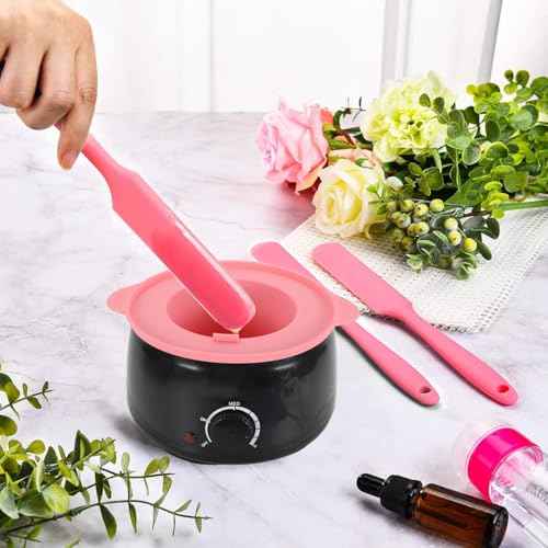 6Pcs silicone wax applicator Non-stick Waxing Applicator Hair Removal Sticks Applicator Spatula Reusable Hard Wax Scraper for Home Salon Body Use (Pink)