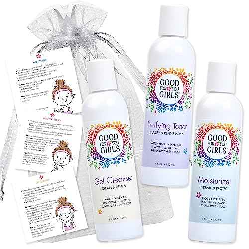 Good For You Girls Three-Step Skincare Gift Set - Cleanser, Toner & Moisturizer for Girls to Teens, Safe, Natural, Plant-Based ingredients. Vegan & Gluten-Free | 3 Piece, 4 oz ea.