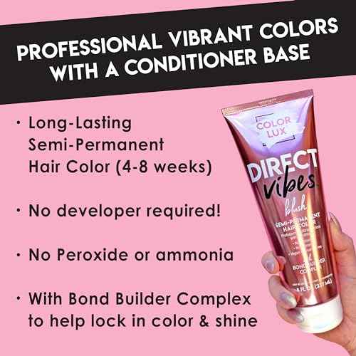 Color Lux Direct Vibes Semi-Permanent Hair Color, Magenta, Vibrant & Long-Lasting Shade, Ammonia-Free, Vegan, Sulfate-Free, Paraben-Free, 8 fl oz