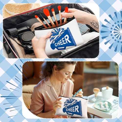20 Pcs Cheer Makeup Bag Cheer Teams Gifts Canvas Makeup Case Cheerleader Teams Gifts Zipper Pouch for cheerleading Teammates Party Supplies(Blue)