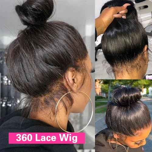 sdamey 360 Straight Lace Front Wigs Human Hair HD Transparant Full Lace Wigs For Women 200 Density Wigs Human Hair Pre Plucked With Baby Hair 12A Brazilian Virgin Hair Natural Color 22inch