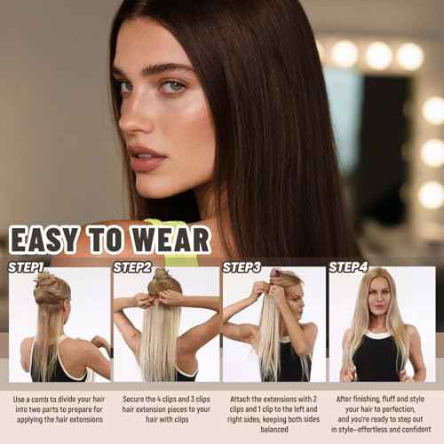 Clip in Hair Extensions Real Human Hair 18 Inch 120g 7Pcs Remy Extensions Double Weft Straight Hair Extensions for Add Volume (18in, 120g, #4)