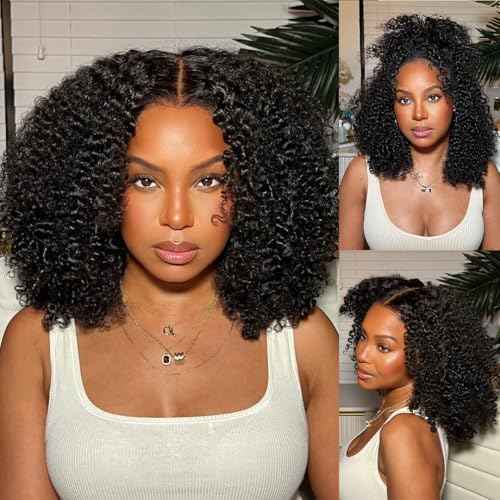 250% Density Kinkycurly Wig Human Hair 13X6 HD Lace Front Curly Human Hair Wig With Baby Hair Afro Kinkys Curly Wig For Women Real Human Hair 16inch