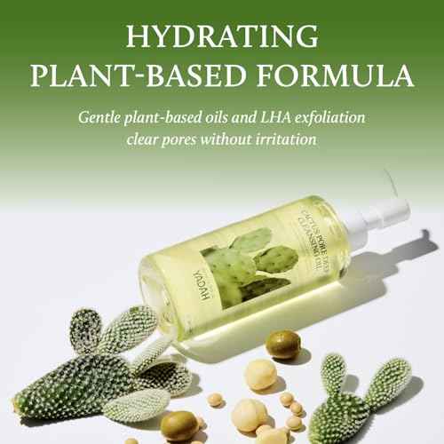 YADAH Cactus Pore Deep Cleansing Oil (6.76 Fl Oz) ? Lightweight Daily Facial Cleanser & Daily Makeup Remover with Cactus Seed Oil for Pore Purifying & Balanced Skin, Double Cleansing Korean Skincare
