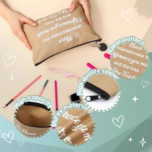 Panelee 48 Pcs Christmas Gifts for Women Makeup Bags and Keychains Inspirational Appreciation Gifts for Teacher Coworker Nurse Volunteer Cosmetic Bags Thank You Gift