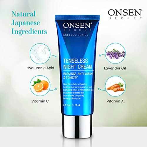 Onsen Secret Wrinkle Repair Tenseless Night Face Cream - Dermatologist Recommended Anti-Wrinkle, Radiance and Tonicity Cream - Anti Aging Ultra Boost Facial Creme for Dry Skin & Age Spots (0.8 Fl Oz)