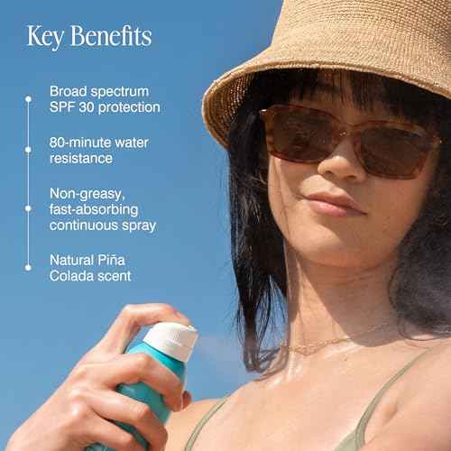 COOLA Organic Sunscreen SPF 30 Sunblock Spray, Dermatologist Tested Skin Care for Daily Protection, Vegan and Gluten Free, Piña Colada, 6 Fl Oz