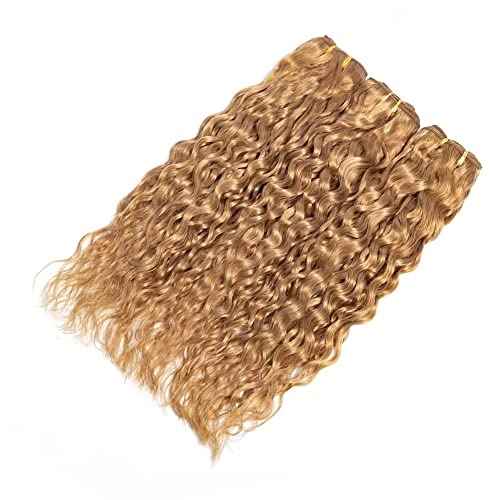 FEEL ME Color 27 Brazilian Water Wave Human Hair Bundles Honey Blonde Brazilian Hair Bundles 3 Pieces 12 14 16 Water Wave Human Hair Bundles Unprocessed Virgin Wet and Wavy Human Hair Extensions