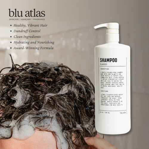 Blu Atlas Men's Natural Shampoo ? Organic, Sulfate-Free, Paraben-Free ? Deep Cleansing & Hydrating ? Classic Scent (Bergamot, Sage, Patchouli) ? Made in America? 32 oz