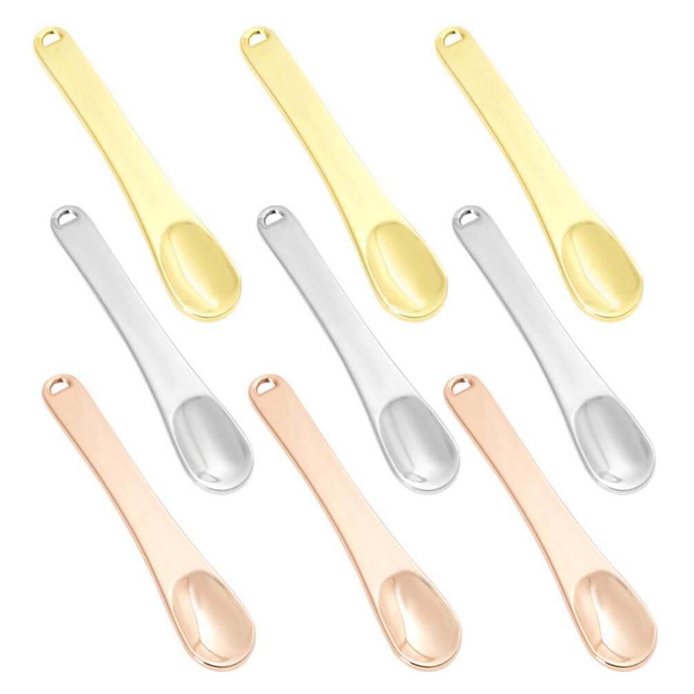 9pcs Cream Spoon Cosmetic Spoon Facial Mask Spoon Mixing Spatulas Metal Spoon Makeup Supply Skin Care Supply Beauty Spoon Makeup Tool Cosmetic Spatulas Skin Care Tool Mixing Spoon