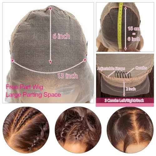13x6 Lace Front Wigs Human Hair, 28¡± HD Transparent Lace Frontal Wigs Pre Plucked with Baby Hair Brown Highlights 150% Density 13x6 Lace Frontal Wig Glueless Human Hair Wigs for Women Natural Hairline