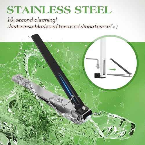 [Updated] 24" Foldable Long Handle Toenail Clippers for Seniors & Thick Nails, LED Light & Magnifier, 4mm Wide Jaw, USB-C Rechargeable, Ambidextrous Grip for Overweight, Arthritis & Post-Surgery