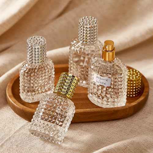 2 Pack 50ml Refillable Spray Perfume Bottles, Empty Clear Perfume Atomizer, Portable Perfume Mist Spray Bottle Travel Perfume Dispenser (50ML, Gold & Silver)