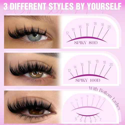 Spiky Lash Clusters Manga Eyelash Clusters D Curve Cluster Eyelash Extensions Wispy Cluster Lashes with Bottom Lashes 12-20mm Fairy Individual Lashes by Lanflower