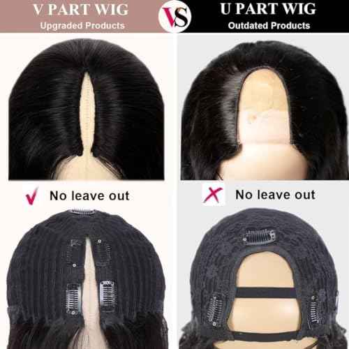 Zealady V Part Wig Human Hair Deep Wave 12A Brazilian Virgin Glueless Curly V Part Wigs Human Hair V Shape Wigs Upgrade U Part Wigs Deep Curly Wigs for Women No Sew in Full Head Clip In 18inch