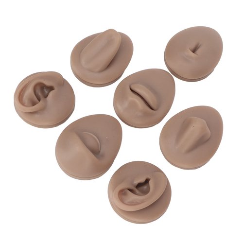 Soft Silicone Flexible Model Body Part Displays Set, Silicone Tongue Mouth Navel Ear Model for Piercing Practice and Jewelry Display Acupuncture Teaching Tool, Education (Dark