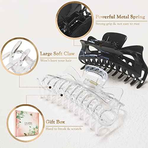 5.5¡± Large Hair Claw Clips, Big Hair Clips Enough to Hold Your Hair, Hair Clips for Women Thick Hair (Shiny-4pcs)