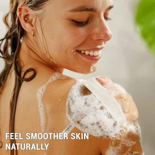 Vietnamese Natural Loofah Exfoliating Body Scrubber Pads, 100% Plant-Based Shower Luffa Sponge, Bath Loofah for Women Men (Pack of 3)