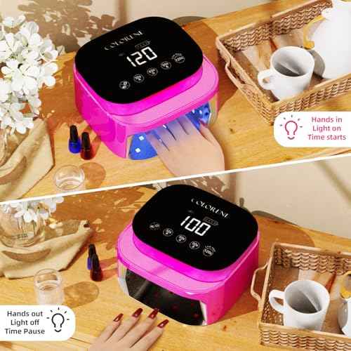 Cordless UV LED Nail Lamp, 60W Rechargeable Nail Dryer Gel Polish Light, Intelligent Auto Sensor LCD Display Nail Lamp, Portable 30 Beads Led Nail Light with 4 Timer Setting