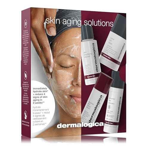 Dermalogica Skin Aging Solutions Kit, Anti Aging Skincare Set - Includes: Face Cleanser, Serum, Moisturizer with SPF, and Cream, Travel Size