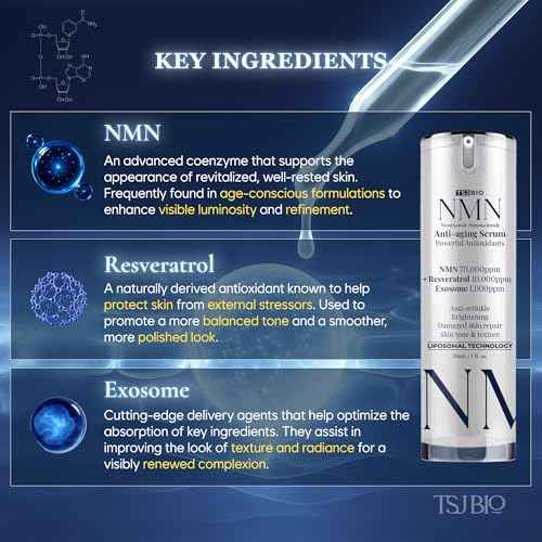 NMN Radiance Renewal Serum - Professional Grade Skincare with NMN 70,000PPM, Resveratrol & Exosome Complex (1.01 fl oz)