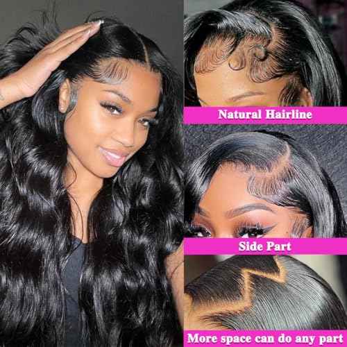 22 Inch13x6 Body Wave Lace Front Pre Plucked 200% Density HD Transparent Frontal Wigs Human Hair Body Wave Glueless Wigs Human Hair Lace Front Wigs for Women