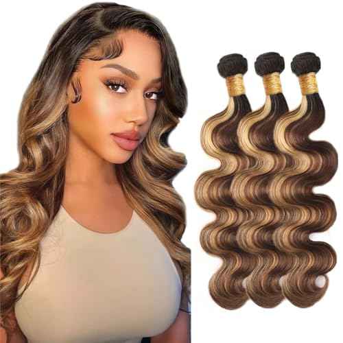 28 28 28 inch Ombre Brown Bundles 4/27 Human Hair Bundles Highlight Blonde Human Hair Bundle Double Weft 300g