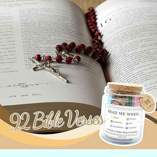 Bible Verse Jar, Christian Gifts for Women, Inspirational Scriptures for Women, Daughters, Bible Accessories, Decorative Glass Inspirational Scripture Jar, Birthday Gifts (Inspirational Scriptures)