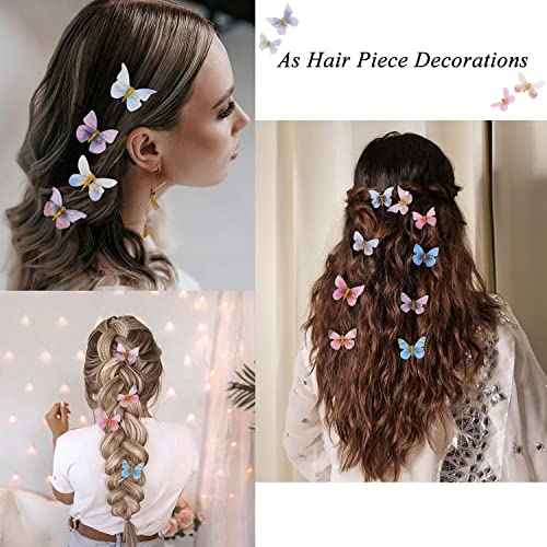 20PCS Cute Butterfly Clips, Y2K Glitter & Kawaii Small Hair Accessories for Thick Hair