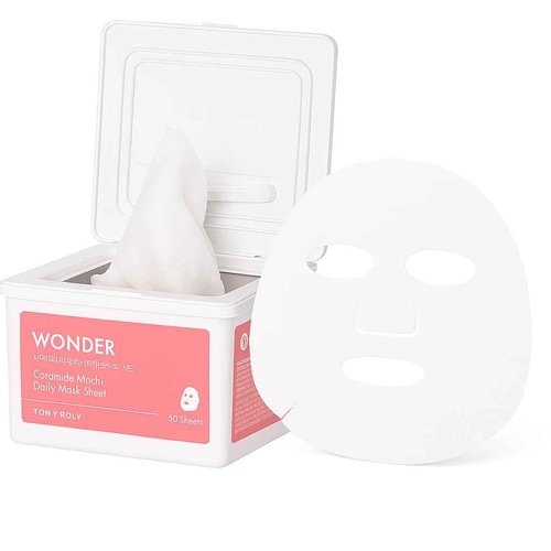TONYMOLY Wonder Ceramide Mochi Collection Daily Face Mask Sheet, Hypoallergenic, Alcohol Free Korean Skincare Face Mask, 30 Sheets