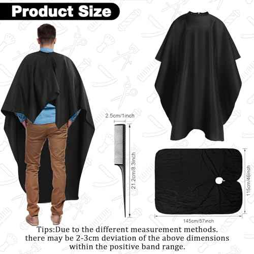 NICEMOVIC Hair Cutting Cape with Hair Combs, Barber Cape Haircut Cape, Professional Barber Accessories Haircut Salon Supplies for Men Women (Black)