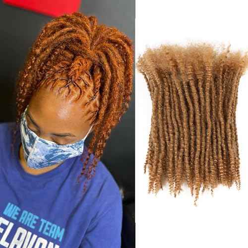 Orientfashion 8inch Textured loc Extensions Human Hair Curly Ends 0.6 Thickness Full Hand-made Permanent Dreadlock Extensions Human Hair for Women/Men(8inch 0.6cm-20strands,#27)