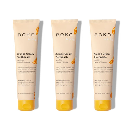 Boka Fluoride Free Toothpaste Nano Hydroxyapatite, Helps Remineralize, Appropriate for Sensitive Teeth, Whitening - for Adult, Kids Oral Care - Orange Cream Flavor, 4oz 3Pk - US Manufactured