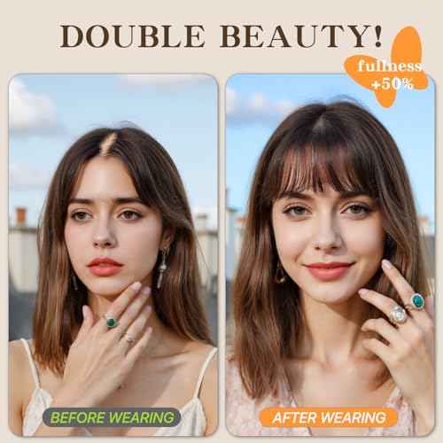 Human Hair Toppers for Women, 150% Density Hair Topper with Bang, No Tangle & Smooth, Upgrade 7x13cm Silk Base, 14 Inch #02 Dark Brown