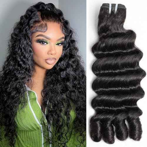 15A Burmese Deep Wave Bundles Human Hair 20 Inch 1 Bundle Tangle Free Unprocessed Brazilian Virgin Hair Weft with Spiral Curly End for Women Deep Wave Human Hair Weft Extensions