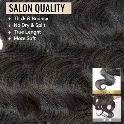 WEQUEEN Body Wave Bundles Human Hair 16A Brazilian Virgin Hair Bundles 14 16 18 Inch Thick Weave Natural Black