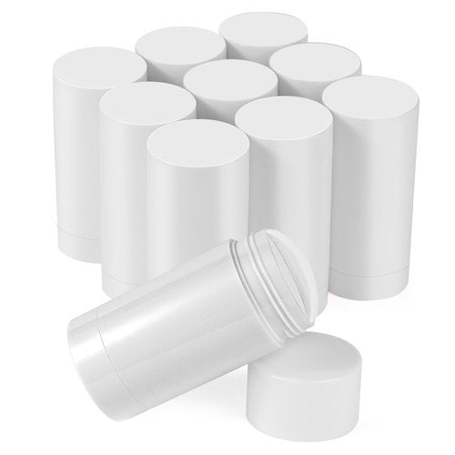 Sherules 10-Pack Empty Deodorant Containers White - 2.5oz/75ml Refillable Bottom-Fill Tubes with Twist-Up for DIY Homemade Deodorant & Lip Balm