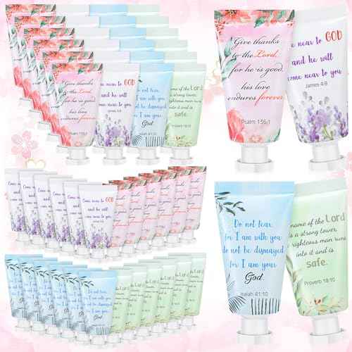 Landhoow 24 Pack Christmas Christian Hand Cream Bulk for Women Thanksgiving Bible Travel Hand Lotion Set Religious Bible Verse Gift for Employee Coworker Team Church Wedding Homeless