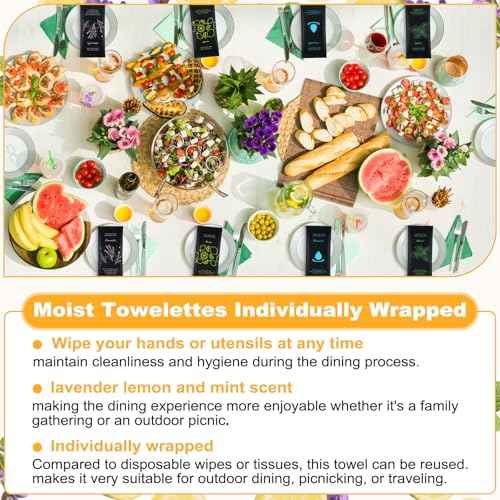 Moist Cotton Towel Bulk Moist Towelettes Individually Wrapped 8.7" x 8.7",White Towel Services,Refreshment Pre Moistened Towels Lavender,Lemon,Mint and Unscented for Sport Party Spa (pack of 40)